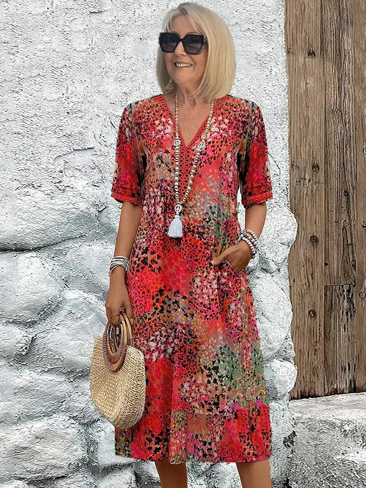 Hazel | Printed Relaxed Midi Dress