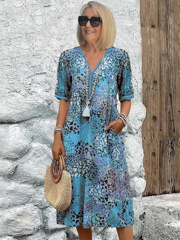 Hazel | Printed Relaxed Midi Dress