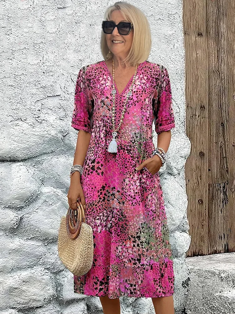 Hazel | Printed Relaxed Midi Dress