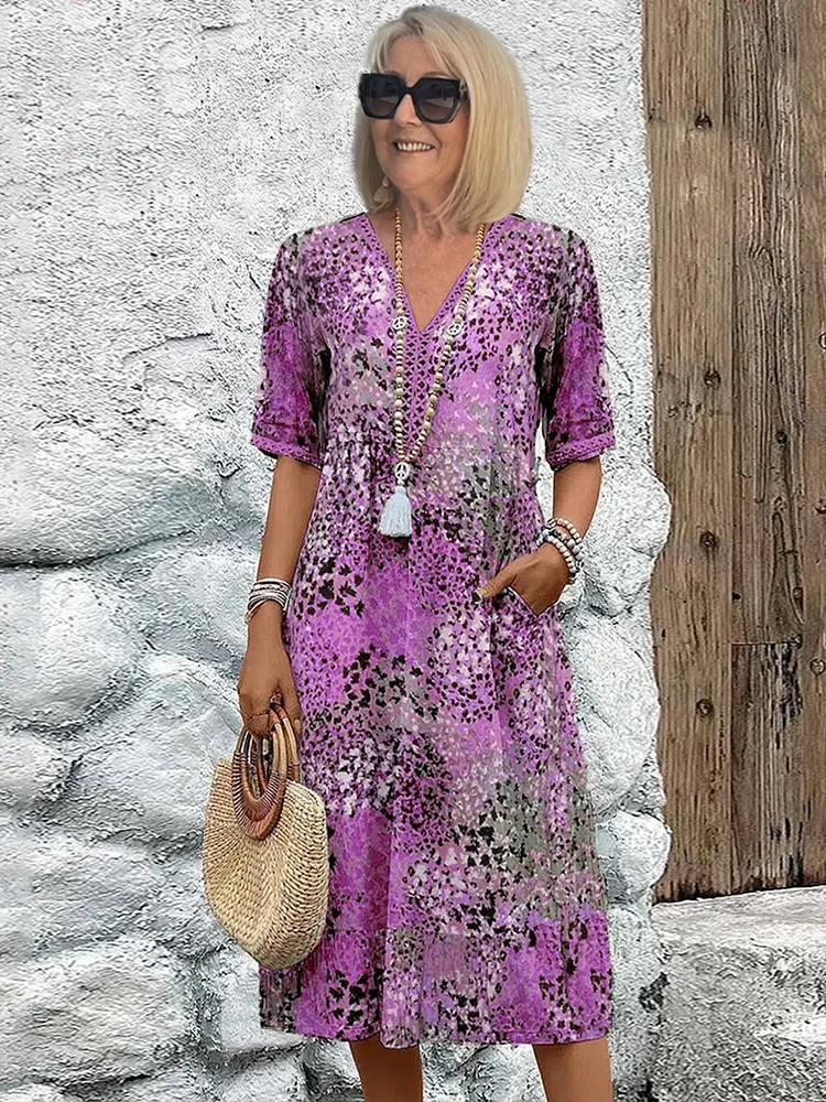 Hazel | Printed Relaxed Midi Dress