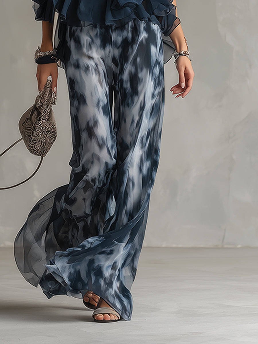 Chloe | Halter Top & Printed Wide-Leg Trouser Set