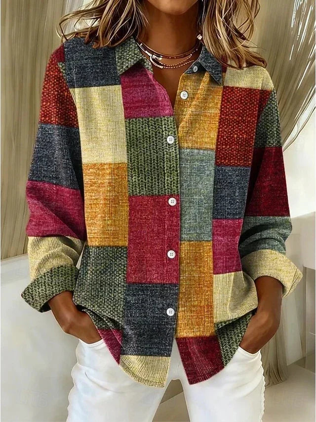 Peony | Vintage Patchwork Button-Front Blouse