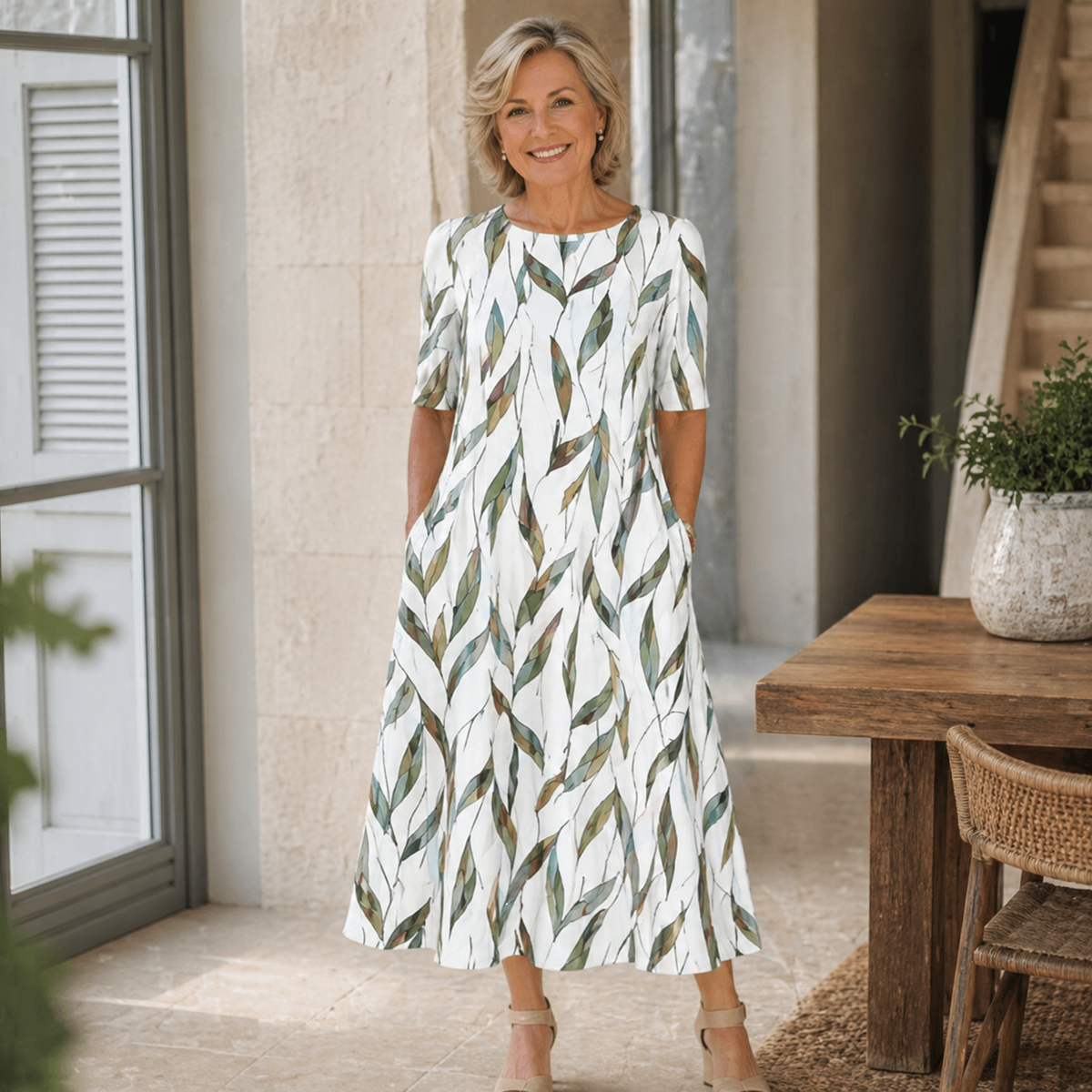Coraline | Floral Midi Dress with Pockets