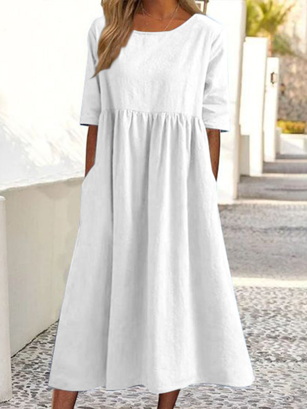 Ivy | Half-Sleeve Pocket Midi Dress