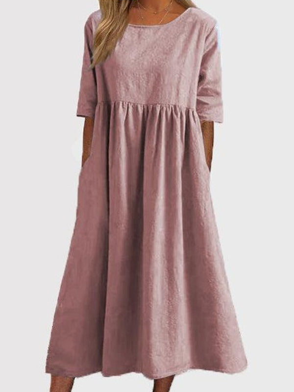 Ivy | Half-Sleeve Pocket Midi Dress