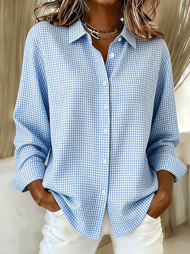 Joan | Gingham Button-Front Blouse