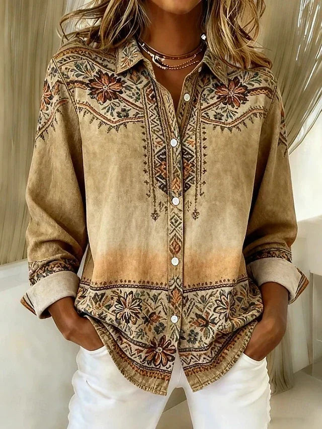 Nola | Vintage Floral Button-Front Blouse