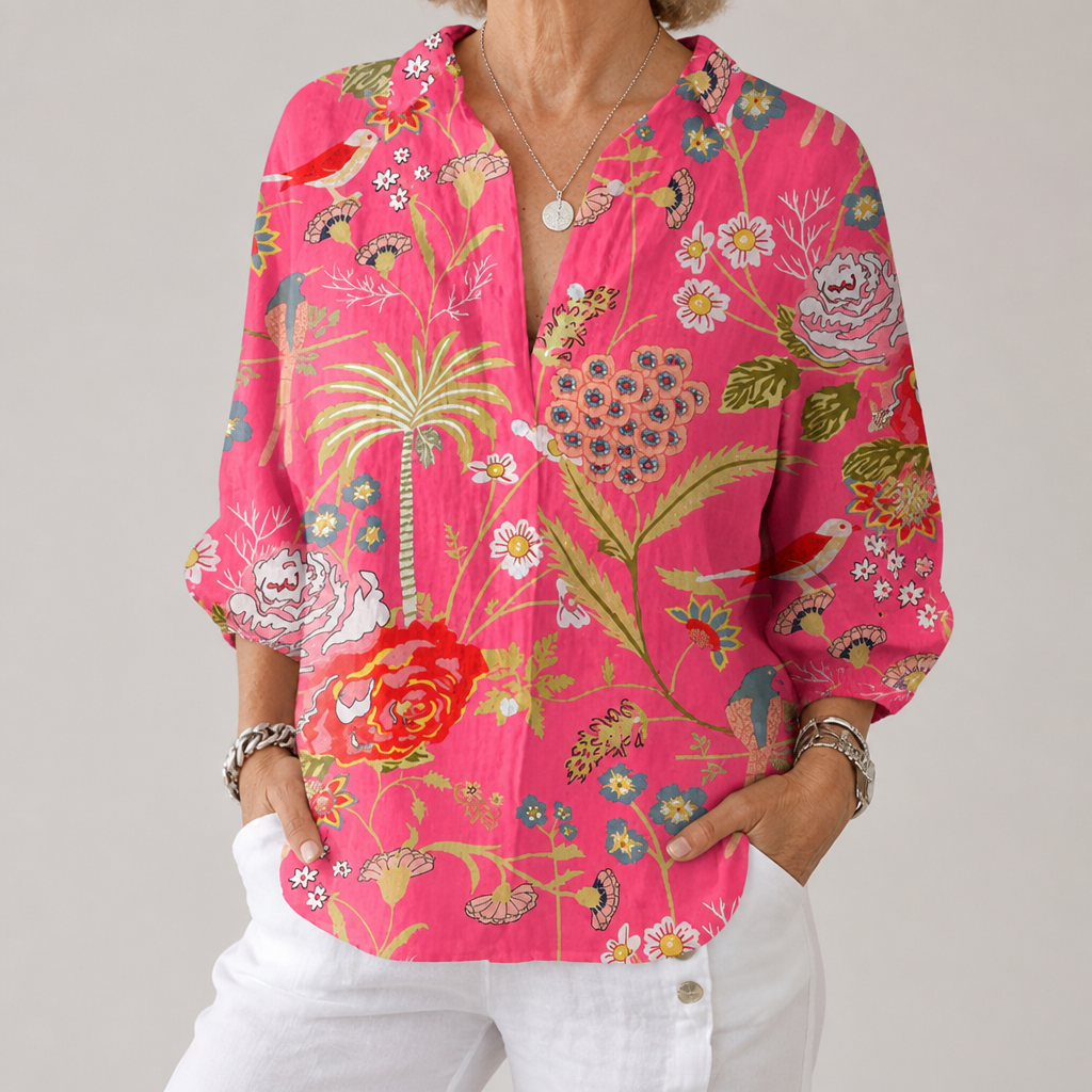 Magnolia | Hot Pink Tropical Blouse