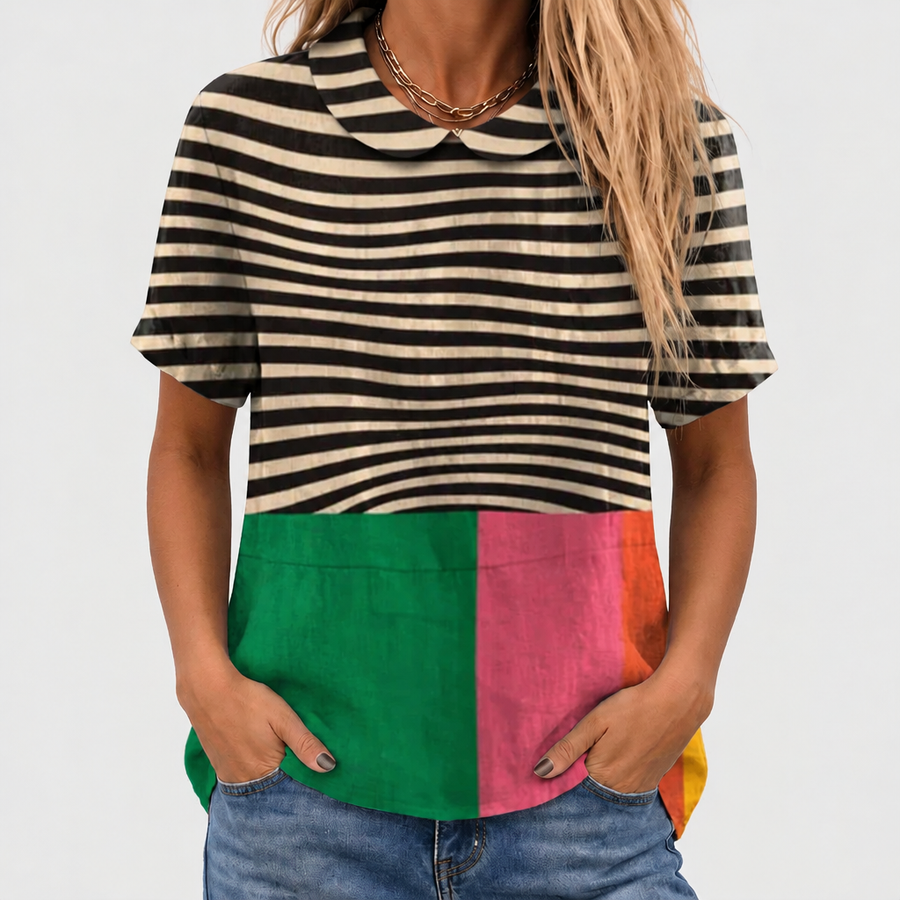 Brea Colourblock Collared Top