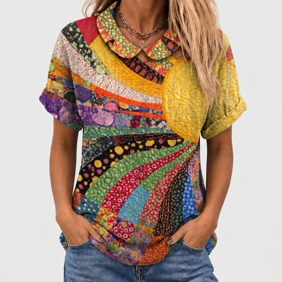 Elsa Sunburst Collared Top