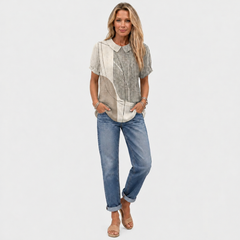 Lana Abstract Collared Top