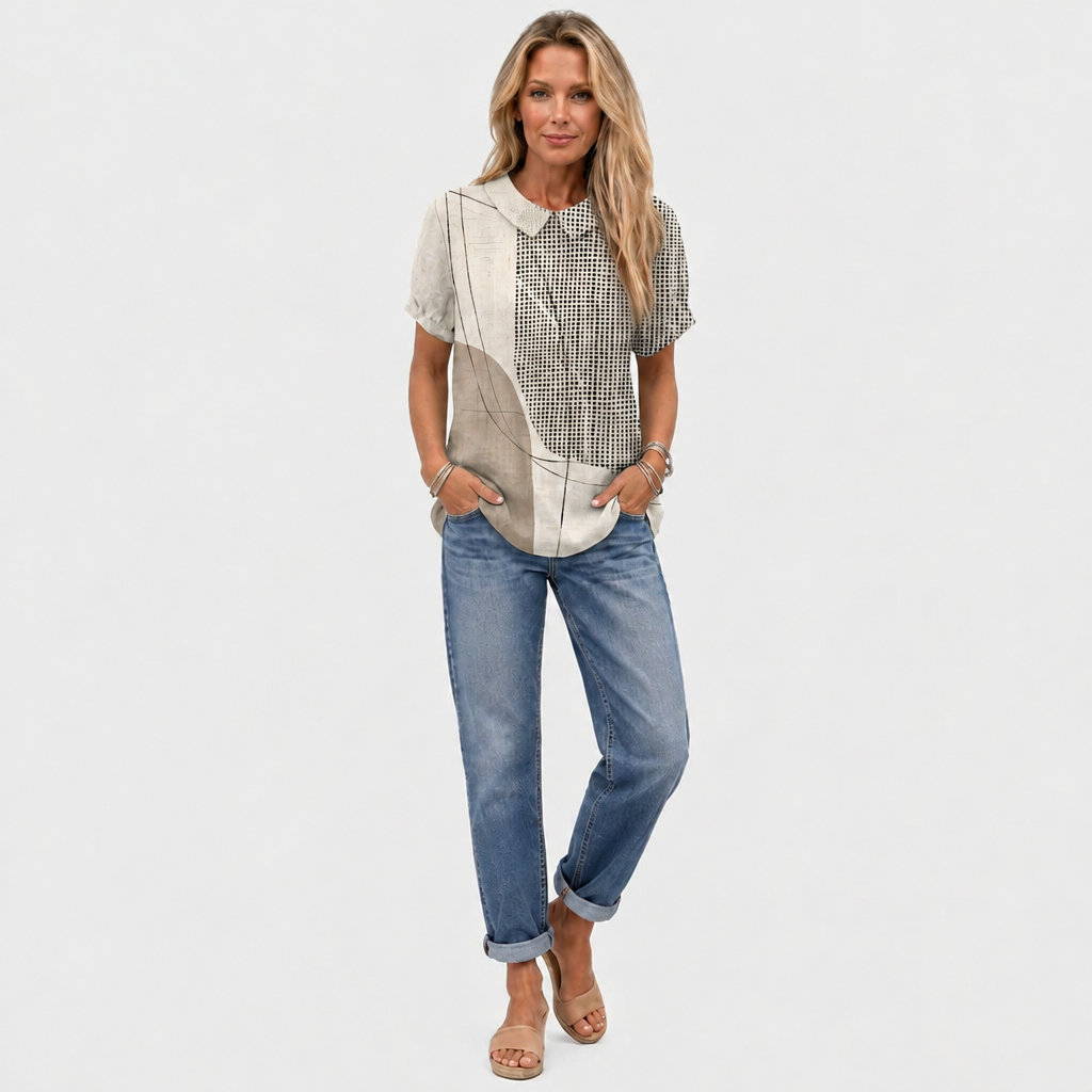 Lana Abstract Collared Top