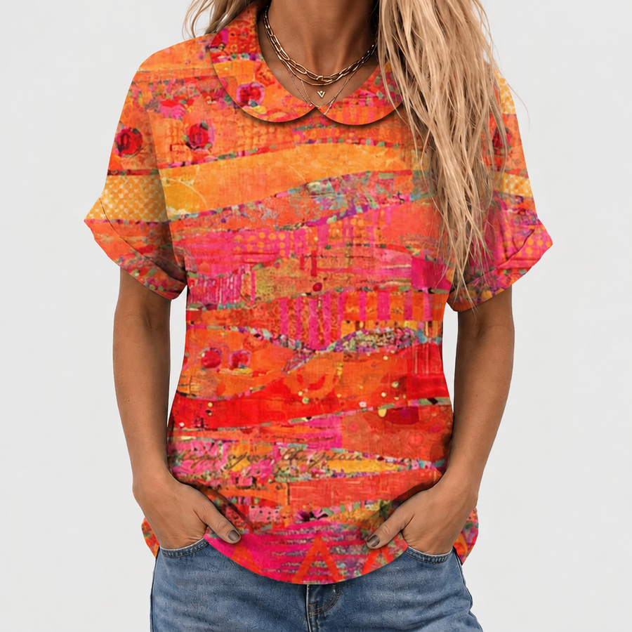 Louisa Abstract Collared Top