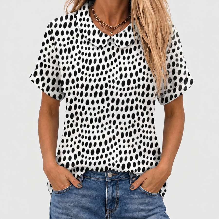 Delia Polka Dot Collared Top