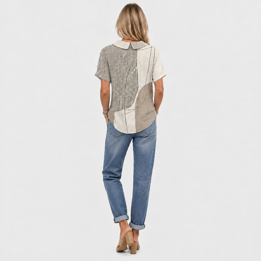 Lana Abstract Collared Top - back