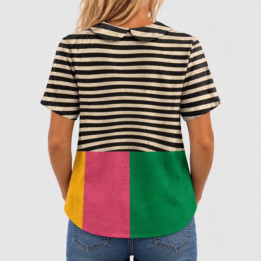 Brea Colourblock Collared Top - back