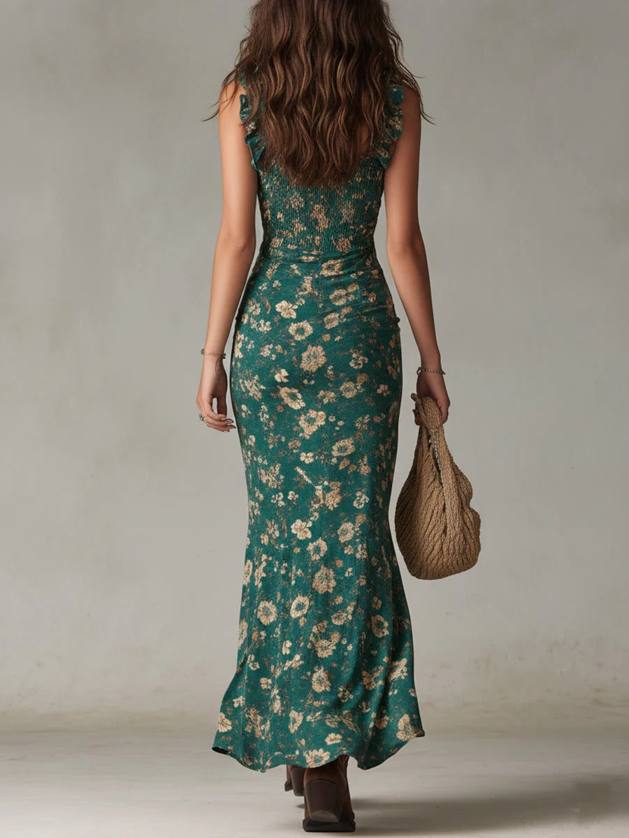Zoe | Boho Floral Maxi Dress with Side Split
