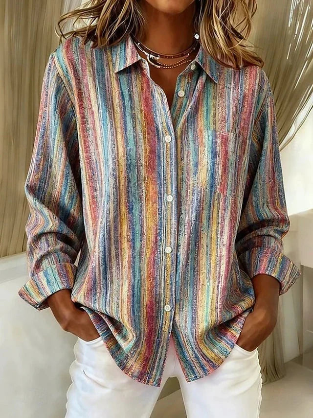 Una | Multicolour Stripe Button Blouse