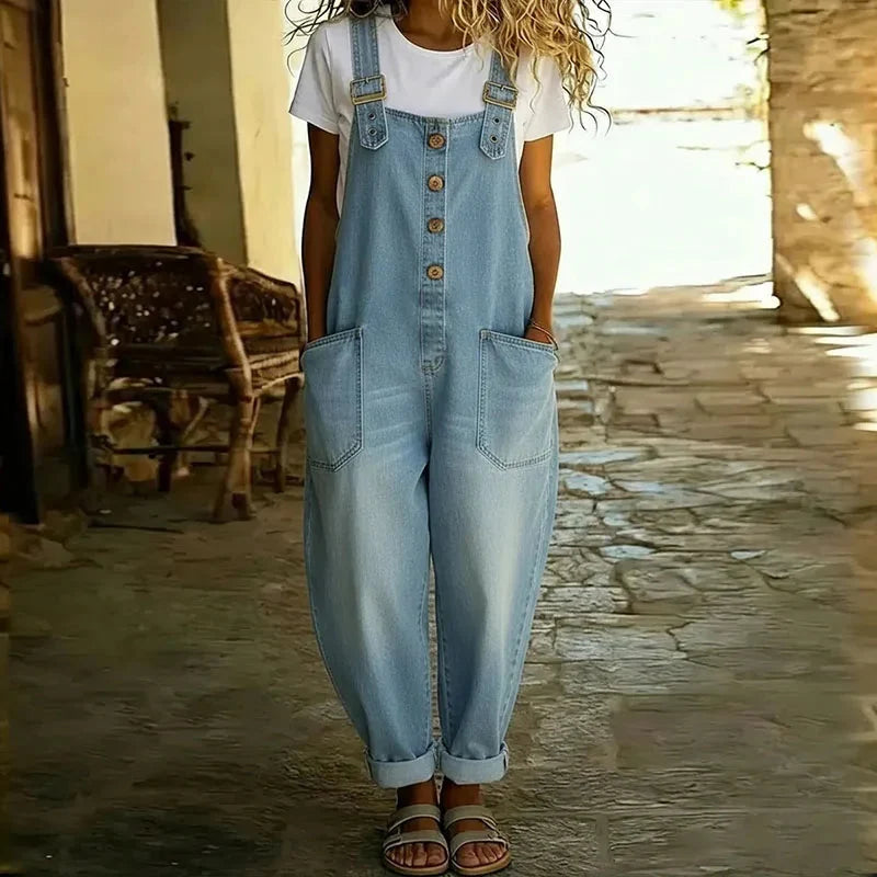 Rhea | Soft Denim Overalls