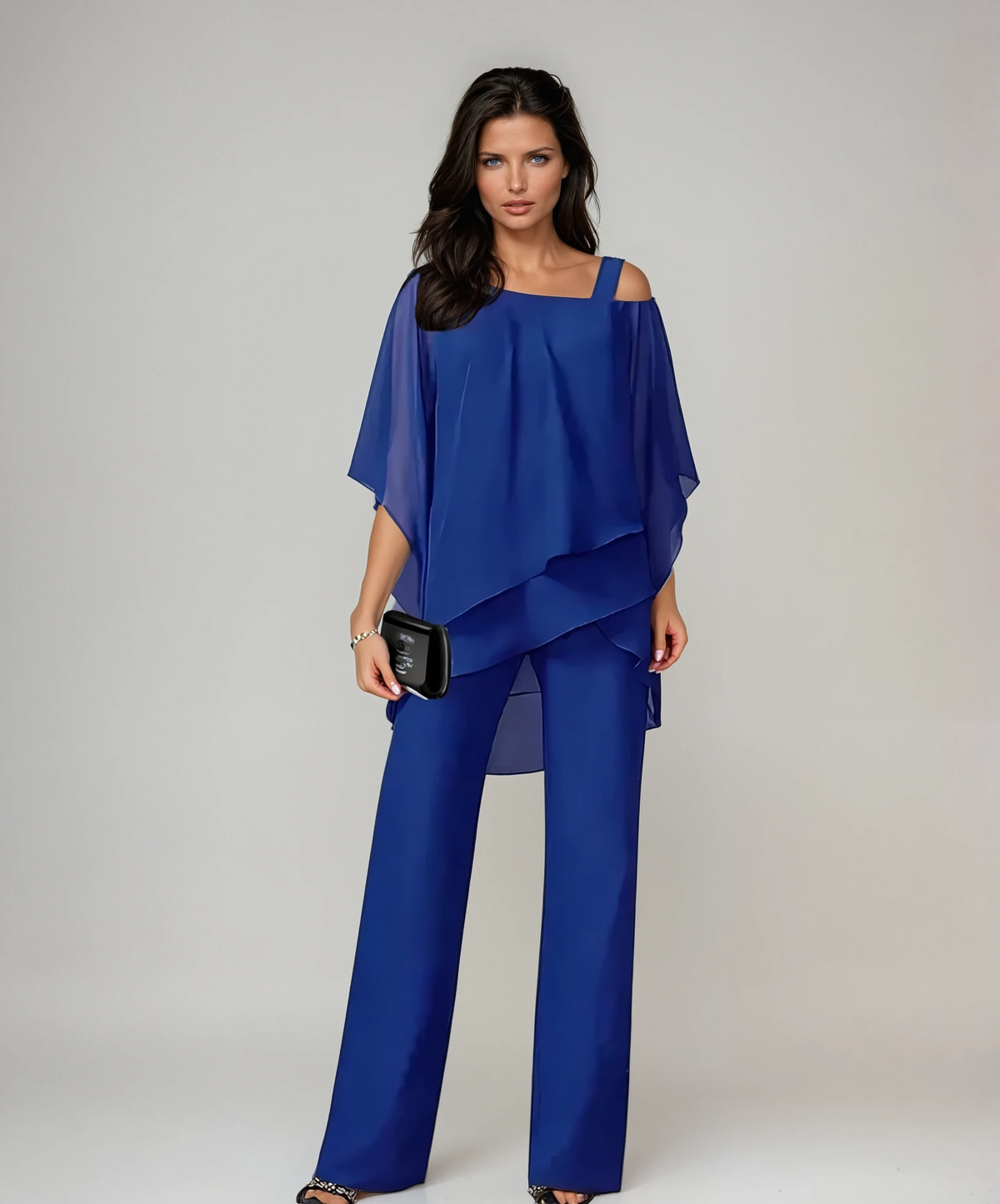 Lucie | Asymmetric Poncho Top & Trouser Set