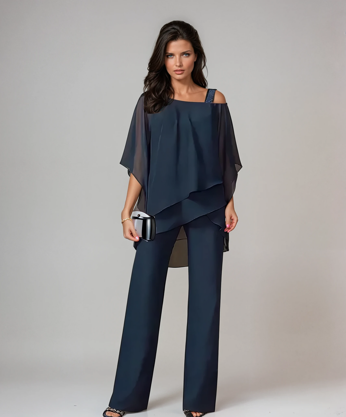 Lucie | Asymmetric Poncho Top & Trouser Set