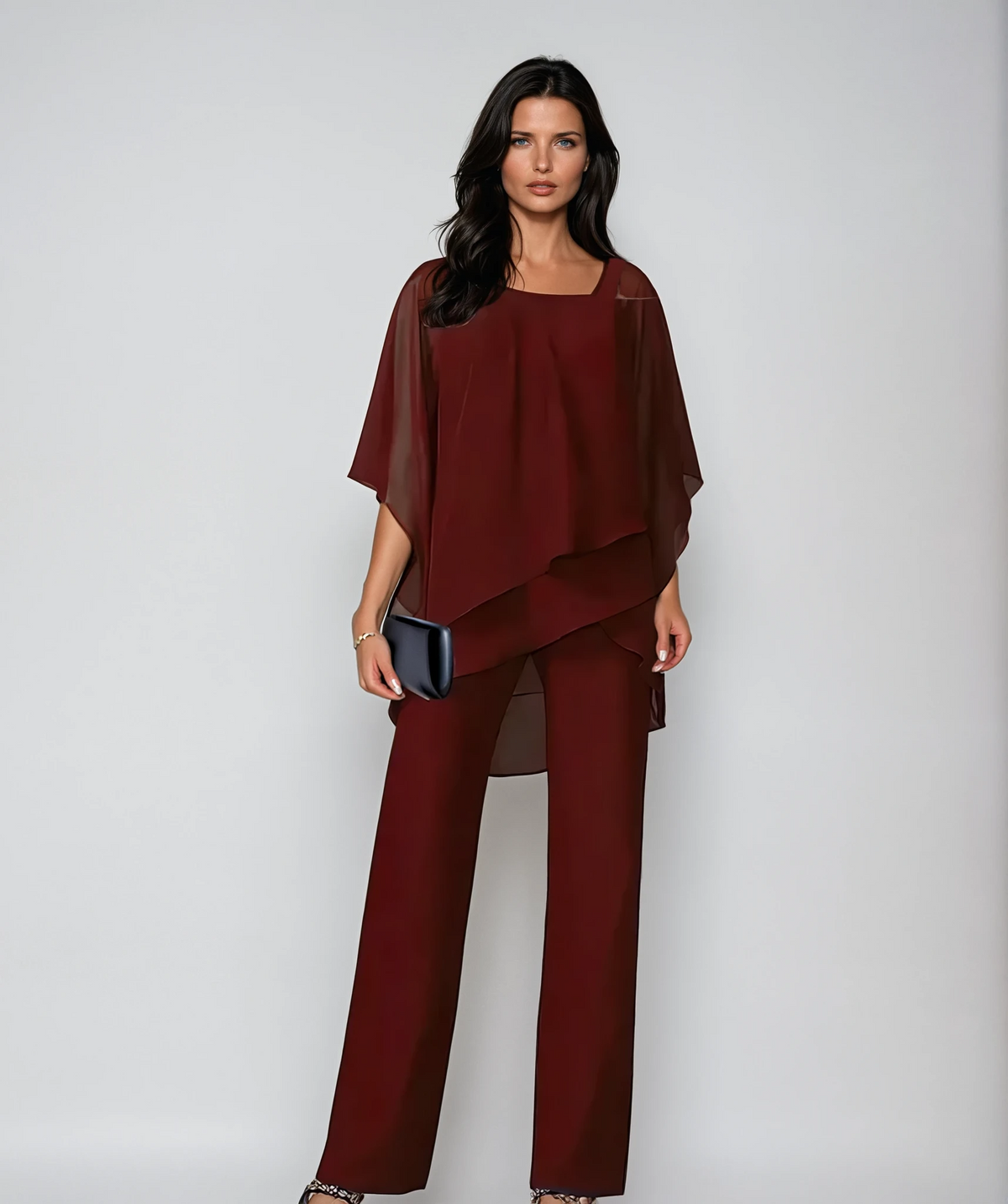 Lucie | Asymmetric Poncho Top & Trouser Set