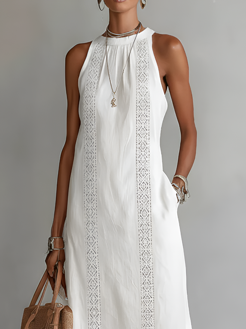 Jimena | Embroidered Cotton-Linen Midi Dress
