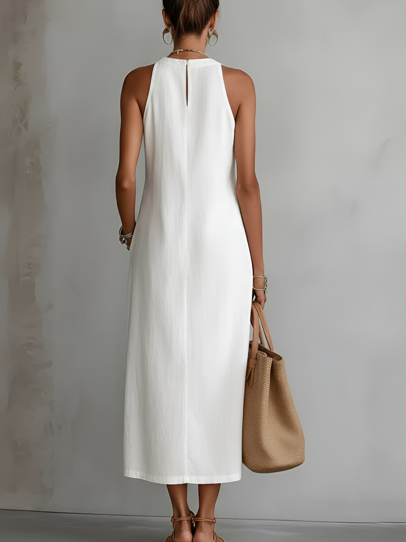 Jimena | Embroidered Cotton-Linen Midi Dress