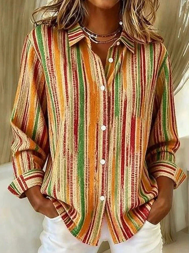 Una | Multicolour Stripe Button Blouse
