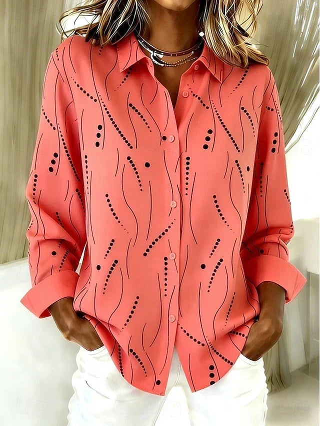 Agatha | Pink Printed Button-Front Blouse