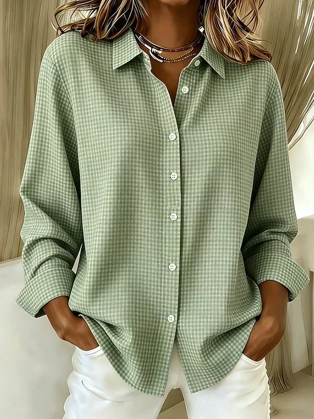 Joan | Gingham Button-Front Blouse